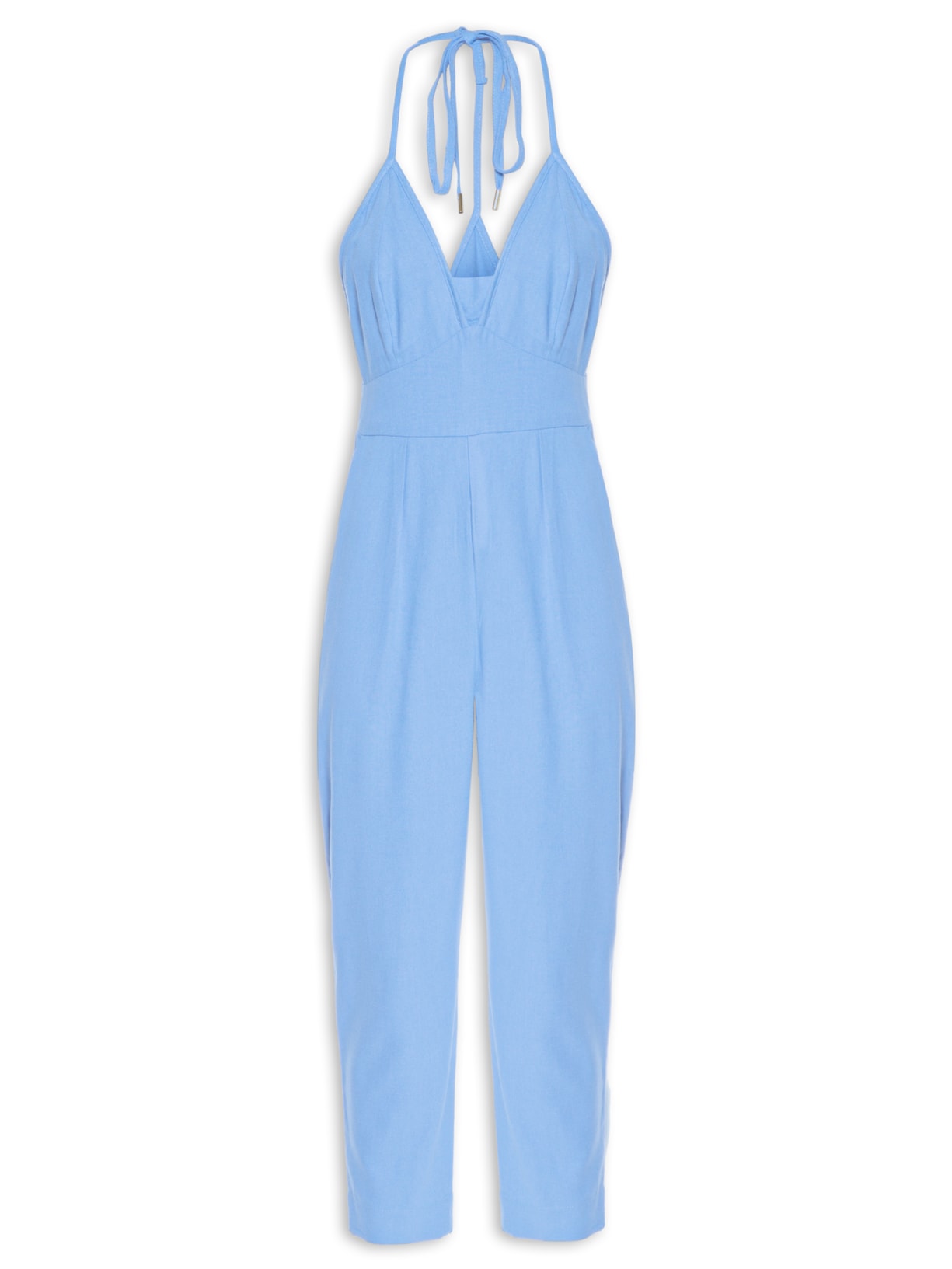 Macacão Feminino Linho Recorte Busto - Azul