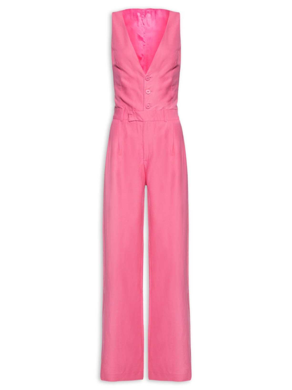 Macacão Feminino Linho - Rosa