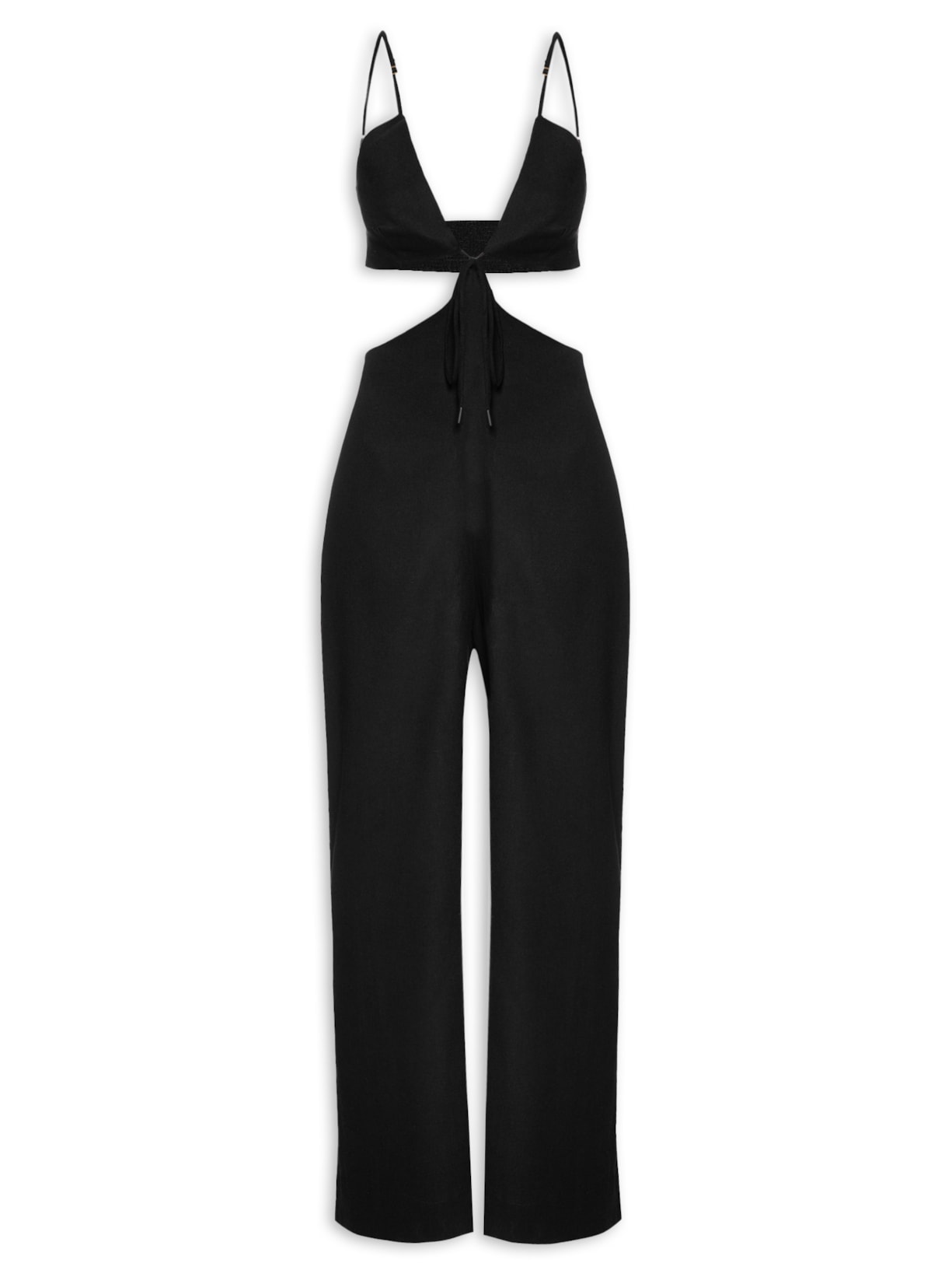 Macacão Feminino Linho Vazado - Preto