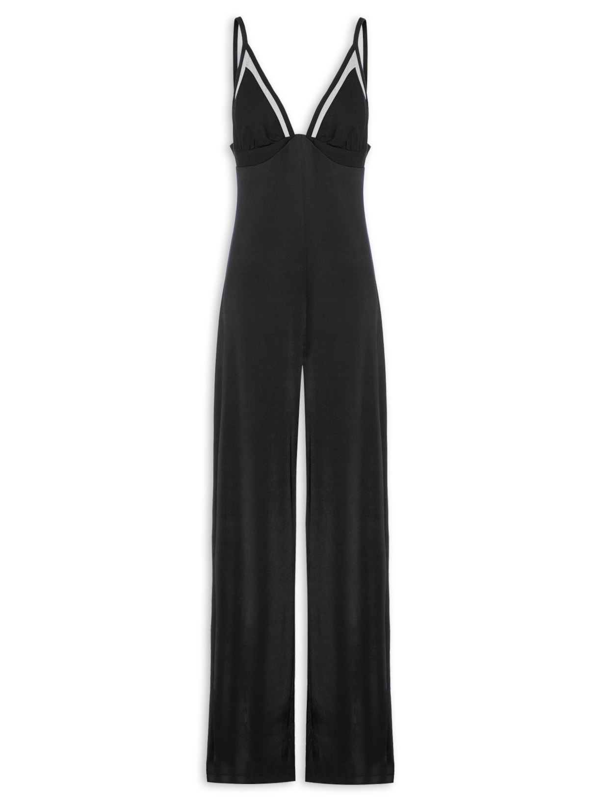 Macacão Feminino Liso Alça Fina - Preto