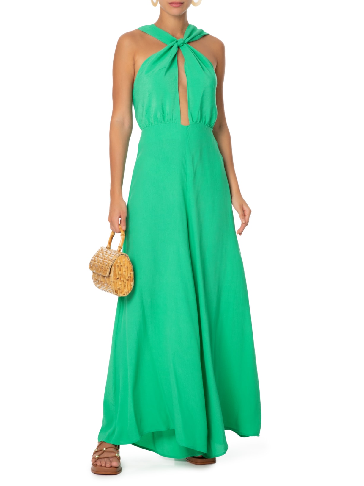 Macacão Feminino Longo Amarração Verde Farm