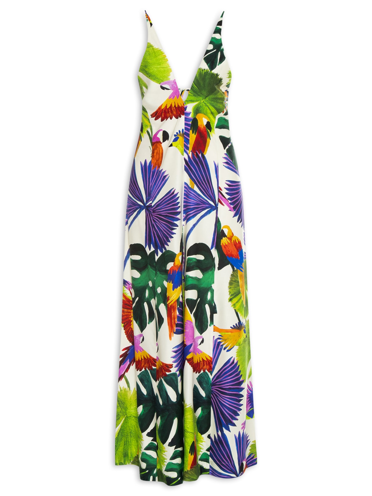 Macacão Feminino Longo Pássaros Pintados Azul Farm