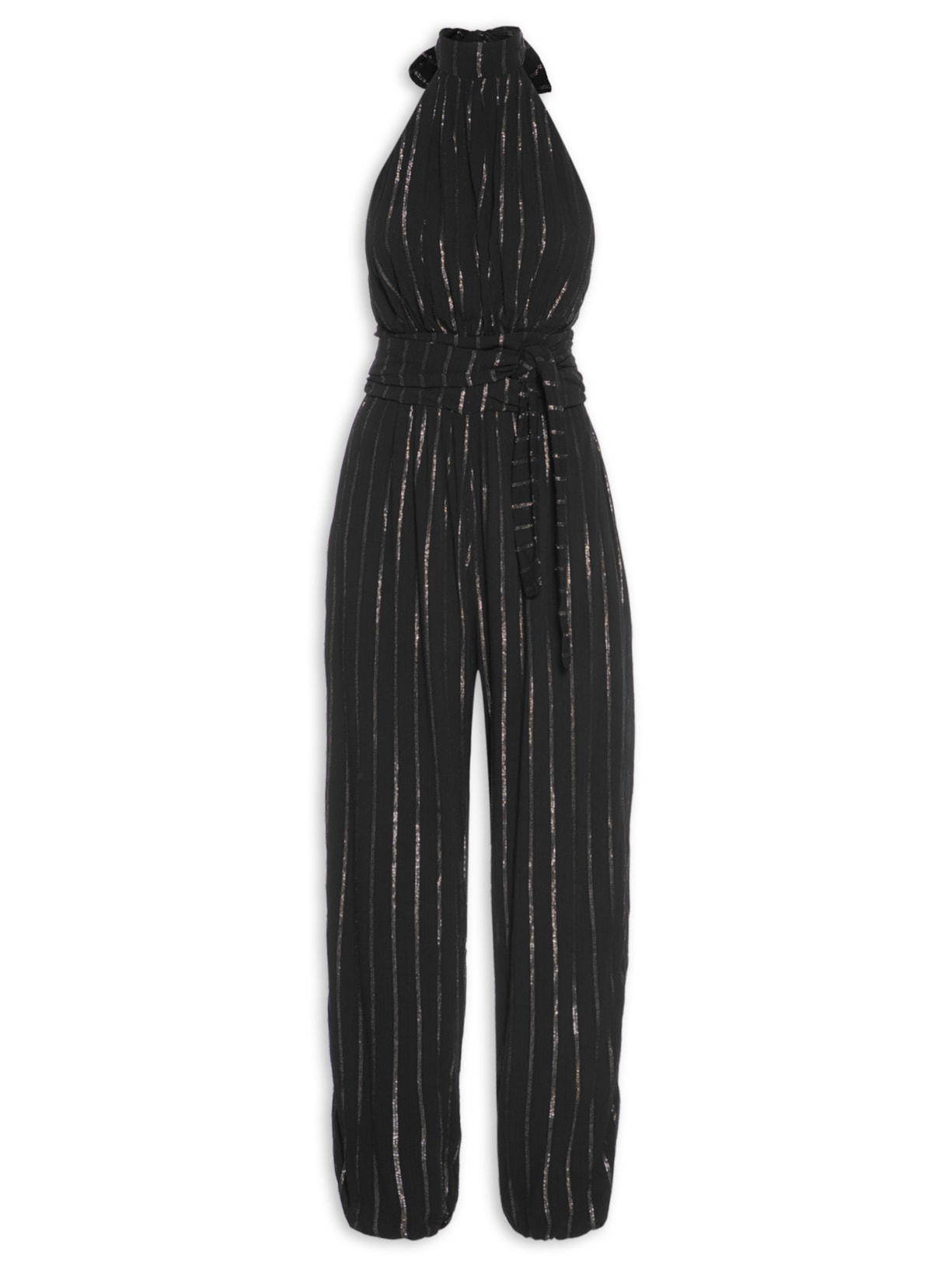 Macacão Feminino Lurex Frente Única - Preto