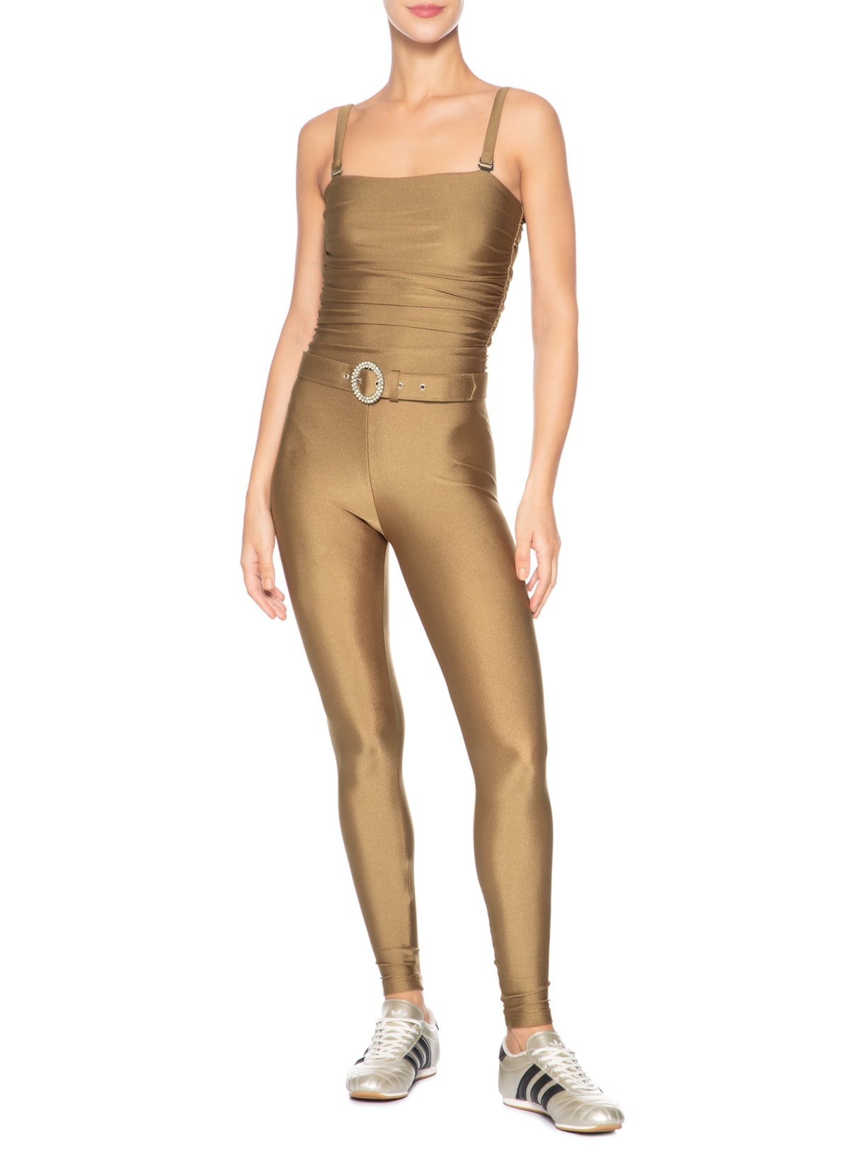 Macacão Feminino Lycra Bardot Brûlée Dourado Forlegs