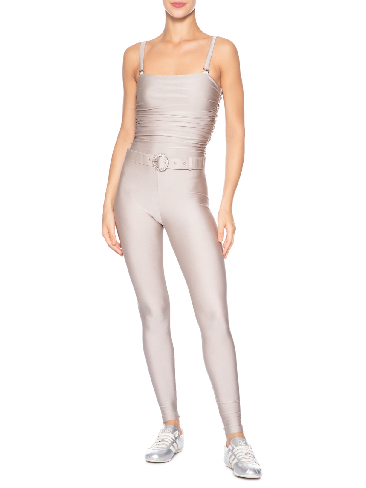 Macacão Feminino Lycra Estampado Bardot Oyster Prateado Forlegs