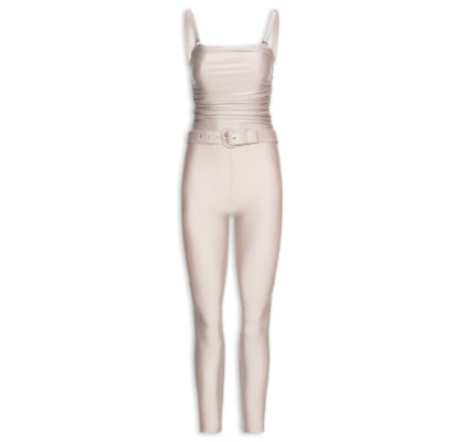 Macacão Feminino Lycra Estampado Bardot Oyster - Prateado