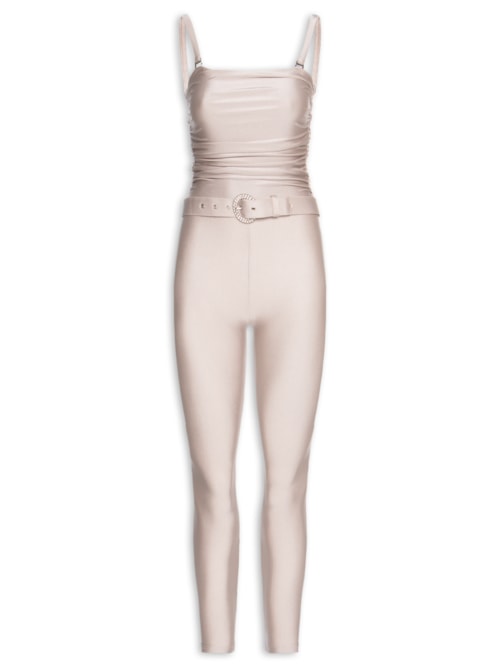 Macacão Feminino Lycra Estampado Bardot Oyster - Prateado