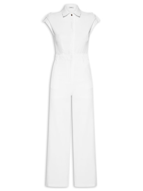 Macacão Feminino Manga Curta - Branco