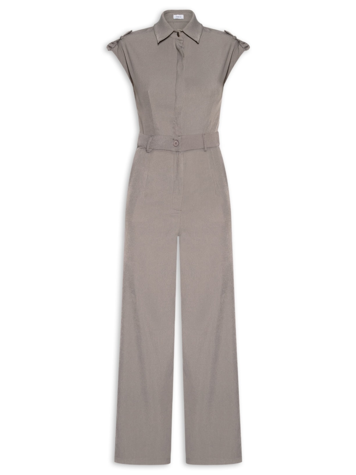 Macacão Feminino Manga Curta Cinza Basiq