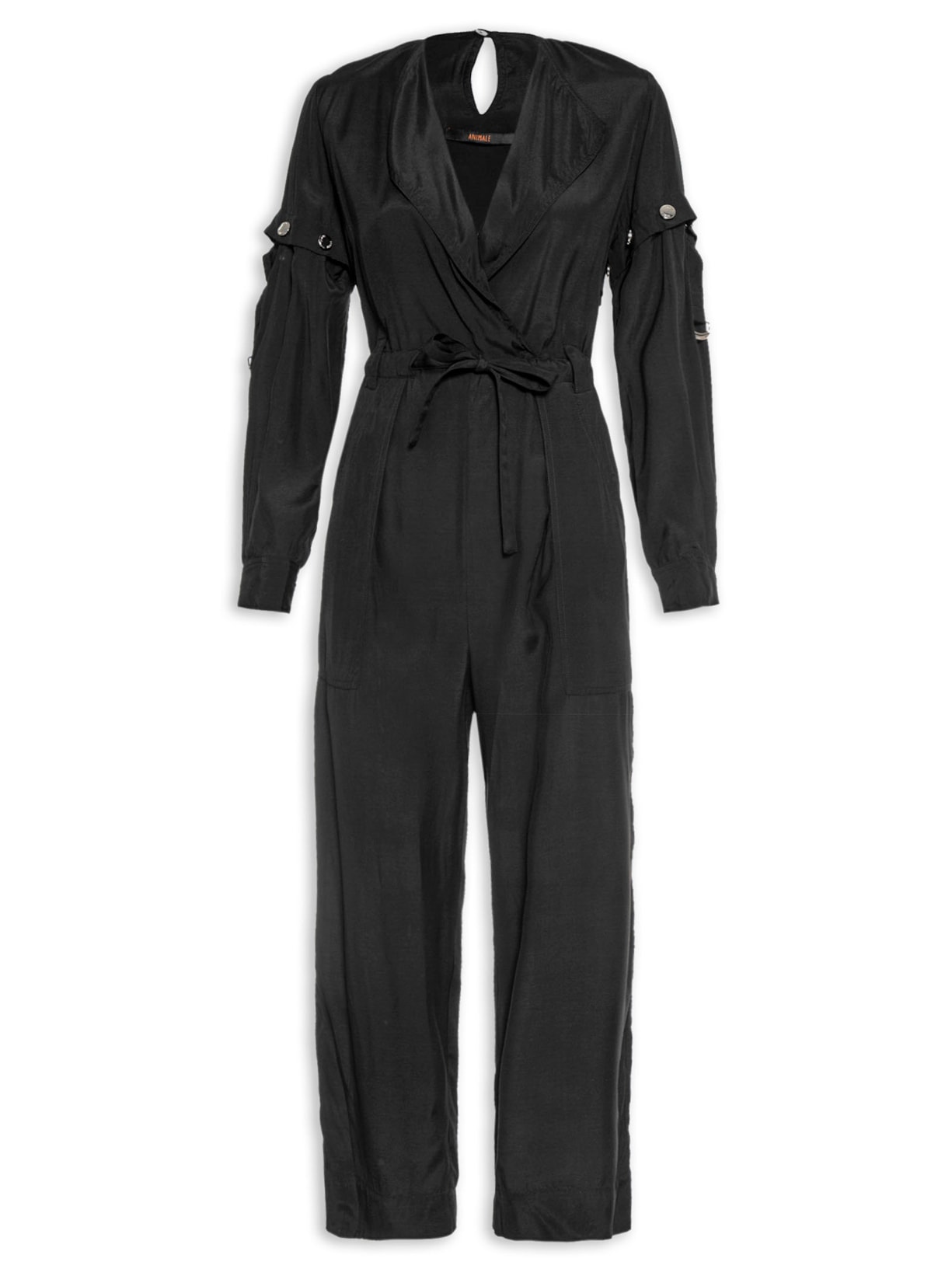 Macacão Feminino Manga Destacável - Preto