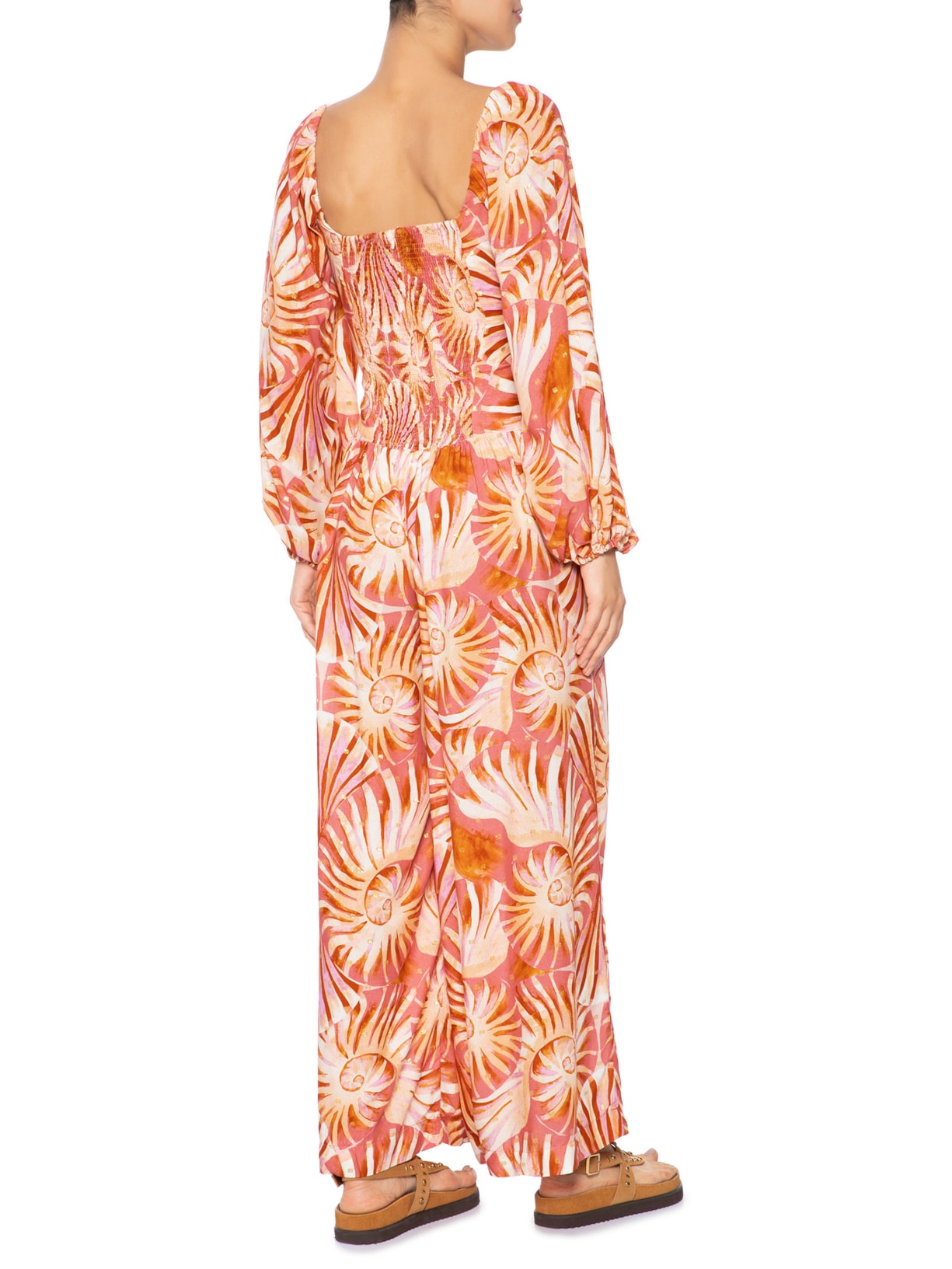 Macacão Feminino Manga Mar De Conchas  Rosa Farm