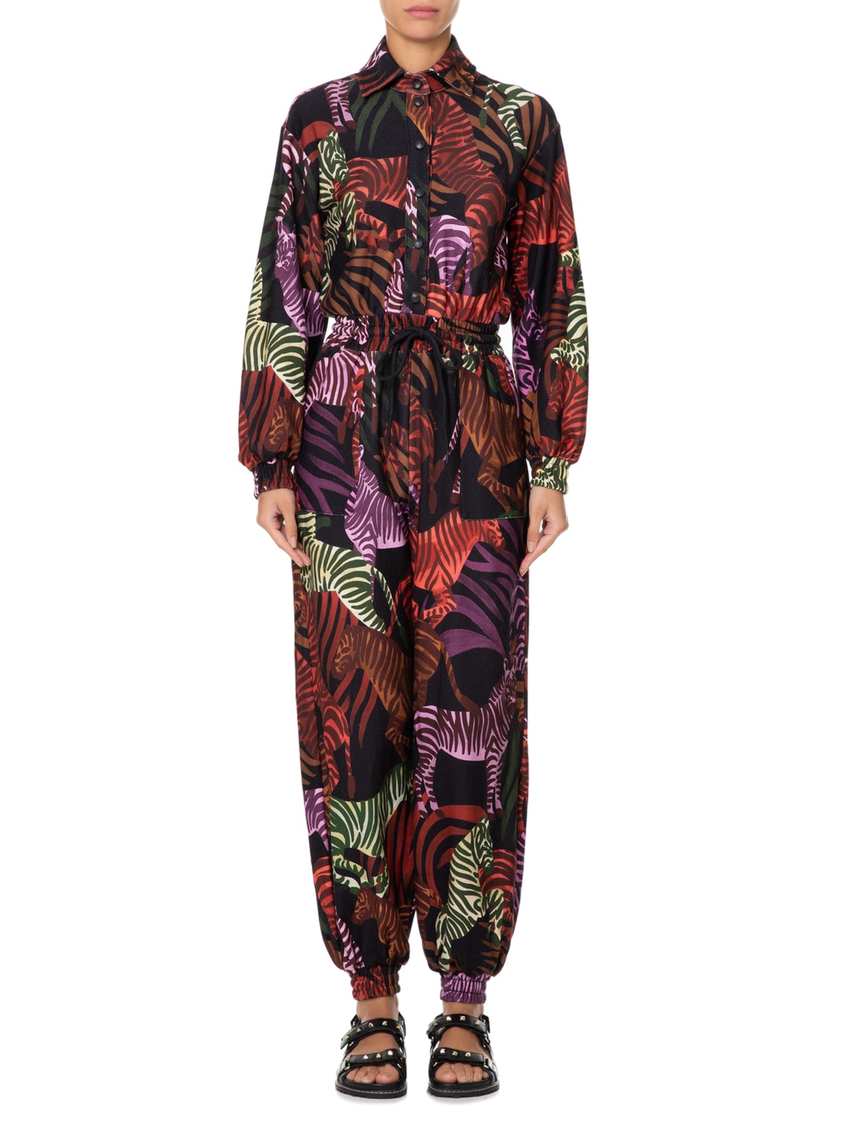 Macacão Feminino Moletom Zebras Preto  Farm