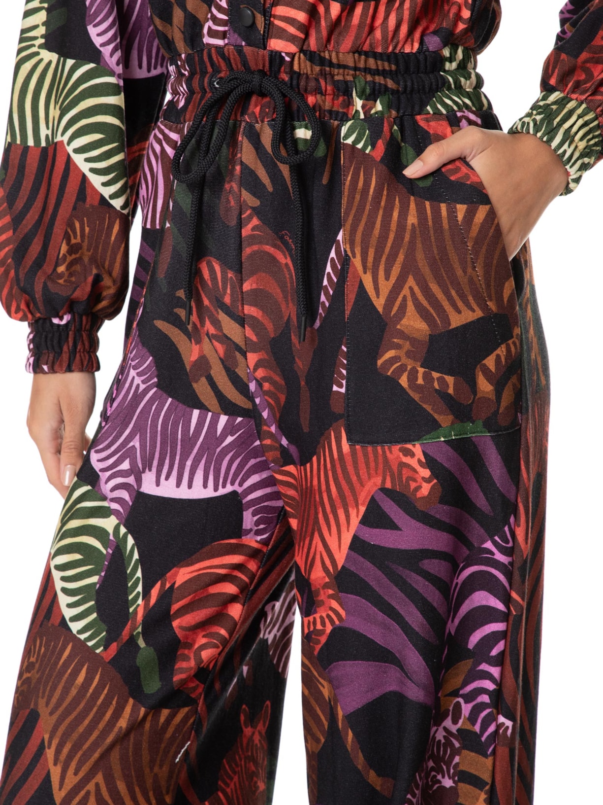 Macacão Feminino Moletom Zebras Preto  Farm