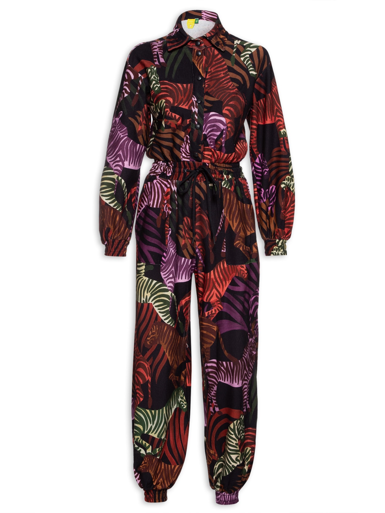 Macacão Feminino Moletom Zebras Preto  Farm