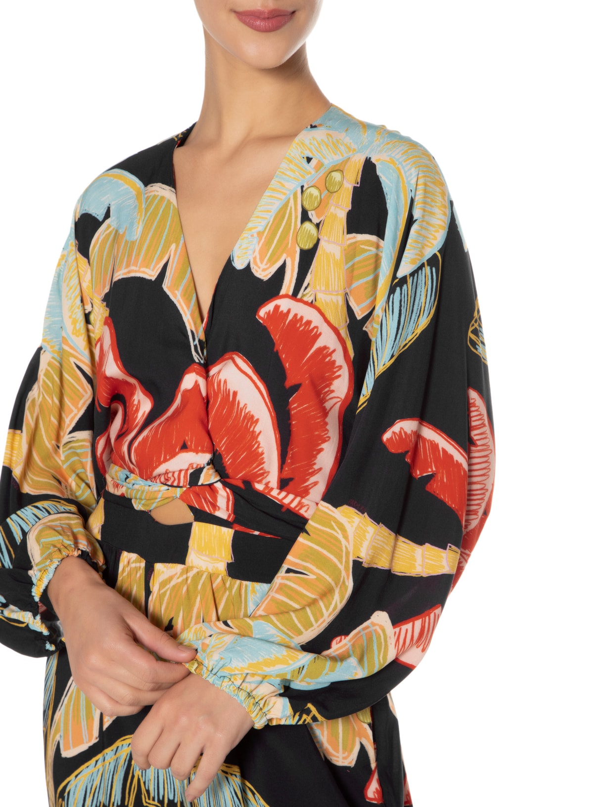 Macacão Feminino Noite Coqueiro Preto Farm