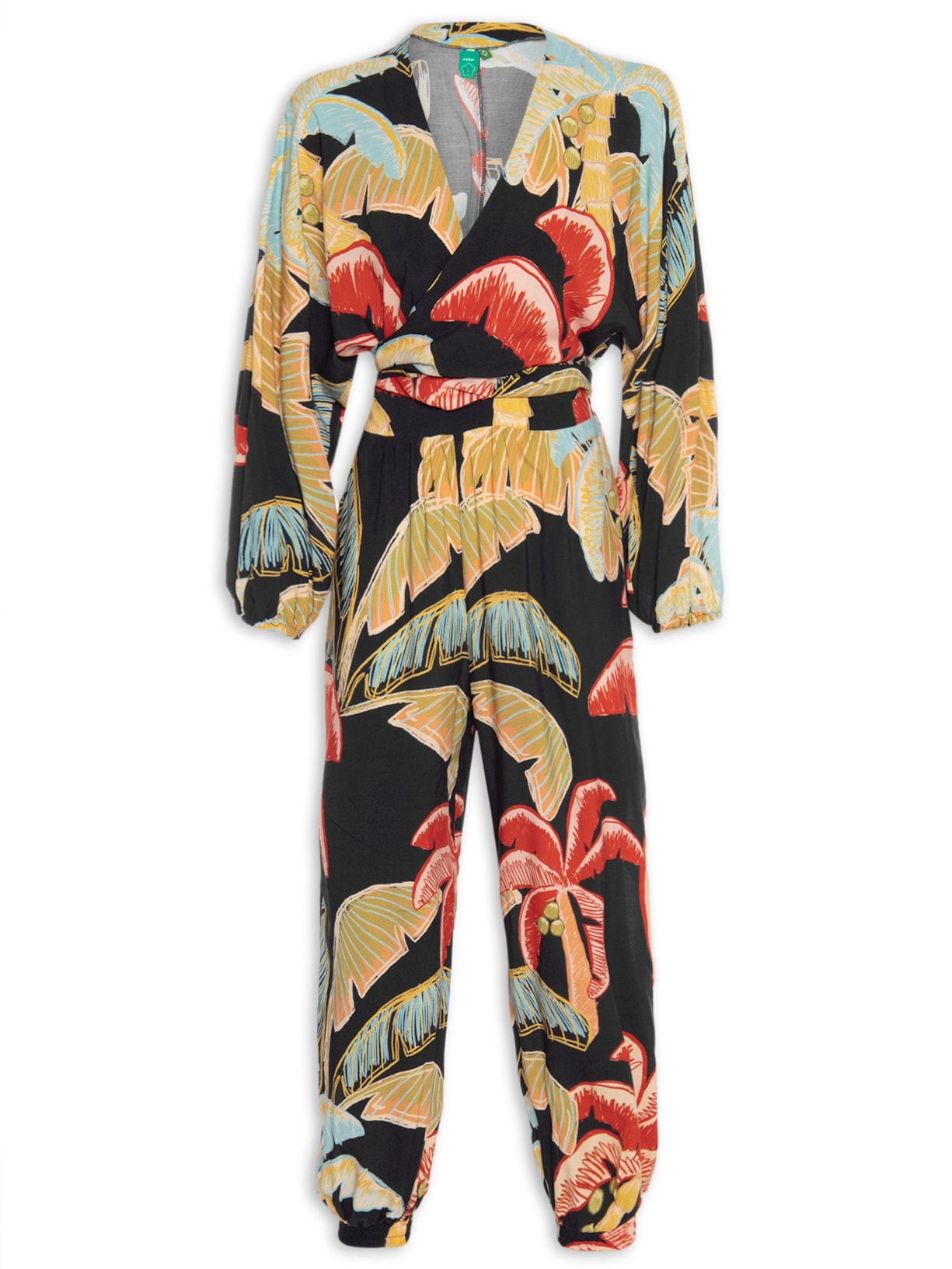 Macacão Feminino Noite Coqueiro Preto Farm