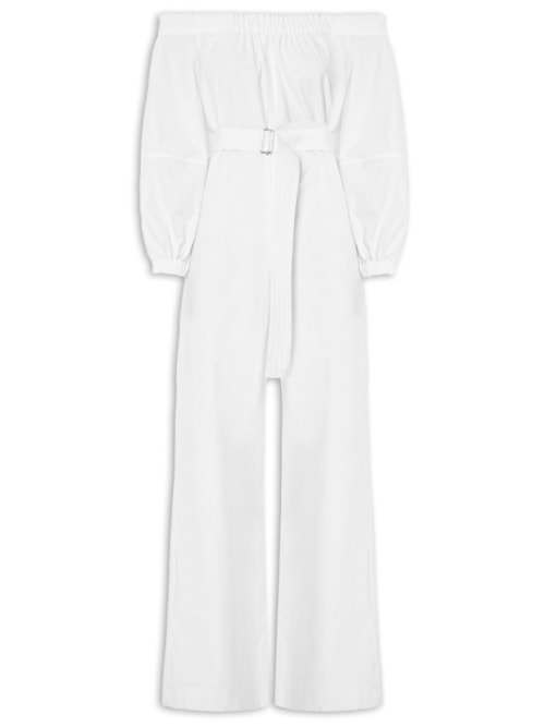 Macacão Feminino Ombro A Ombro Franzido - Branco