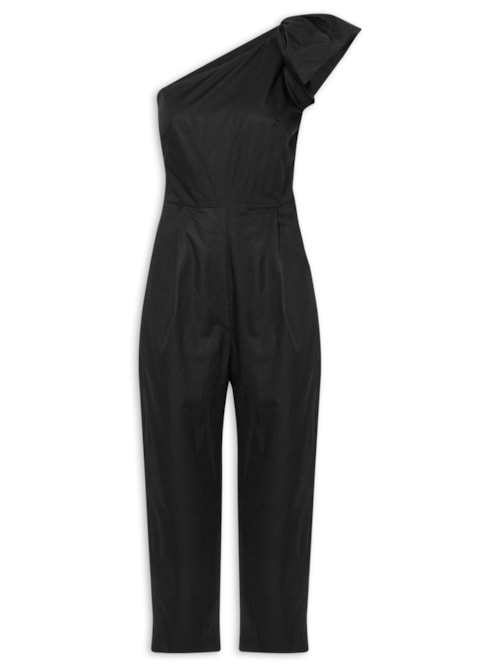 Macacão Feminino Ombro Só Babados - Preto
