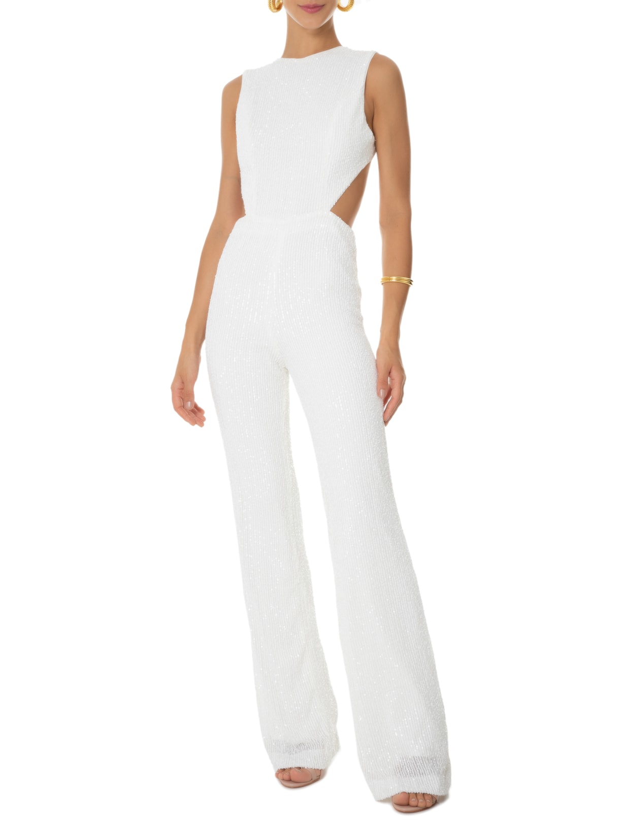 Macacão Feminino Paetê Penelope Branco Fabulous Agilitá