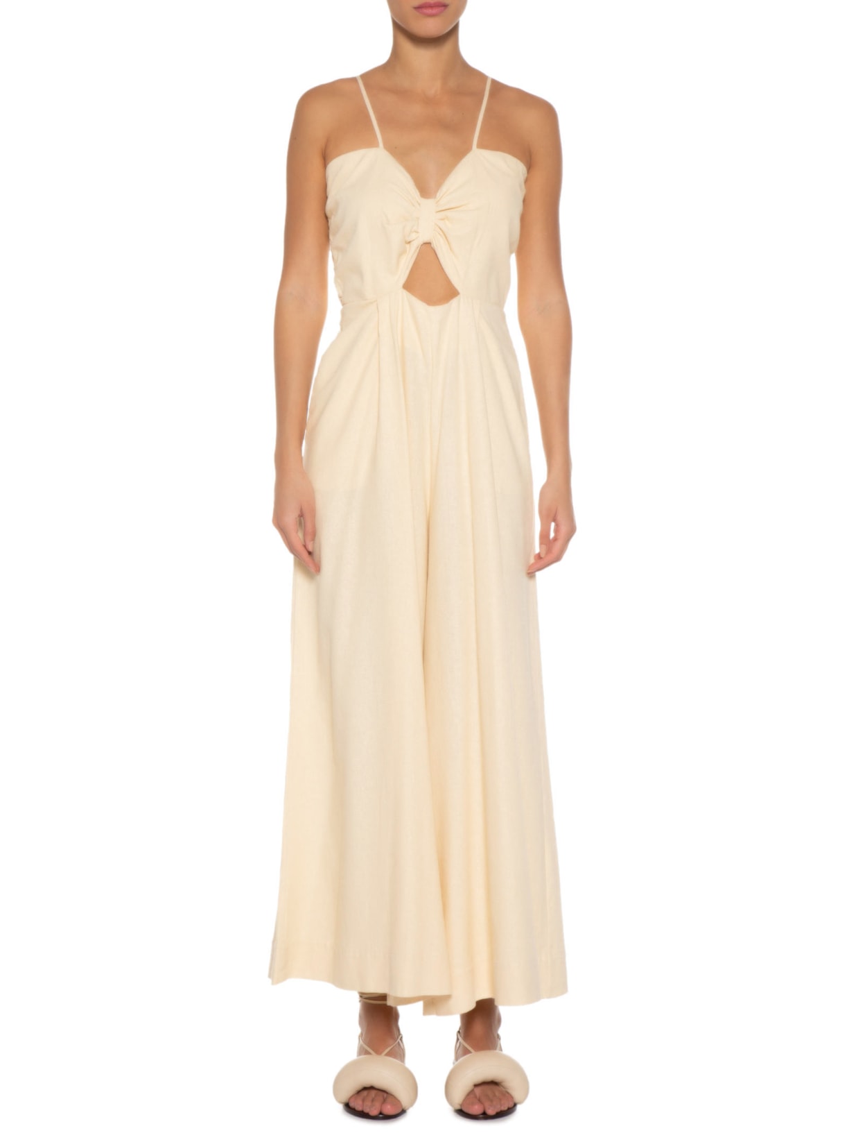 Macacão Feminino Pantalona Amarração Bege Farm