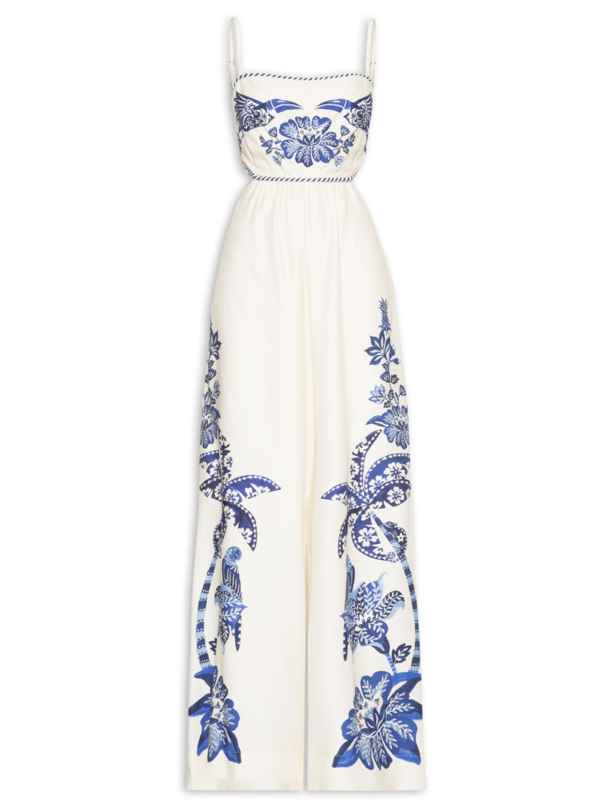 Macacão Feminino Pantalona Coqueiro Tropical - Branco