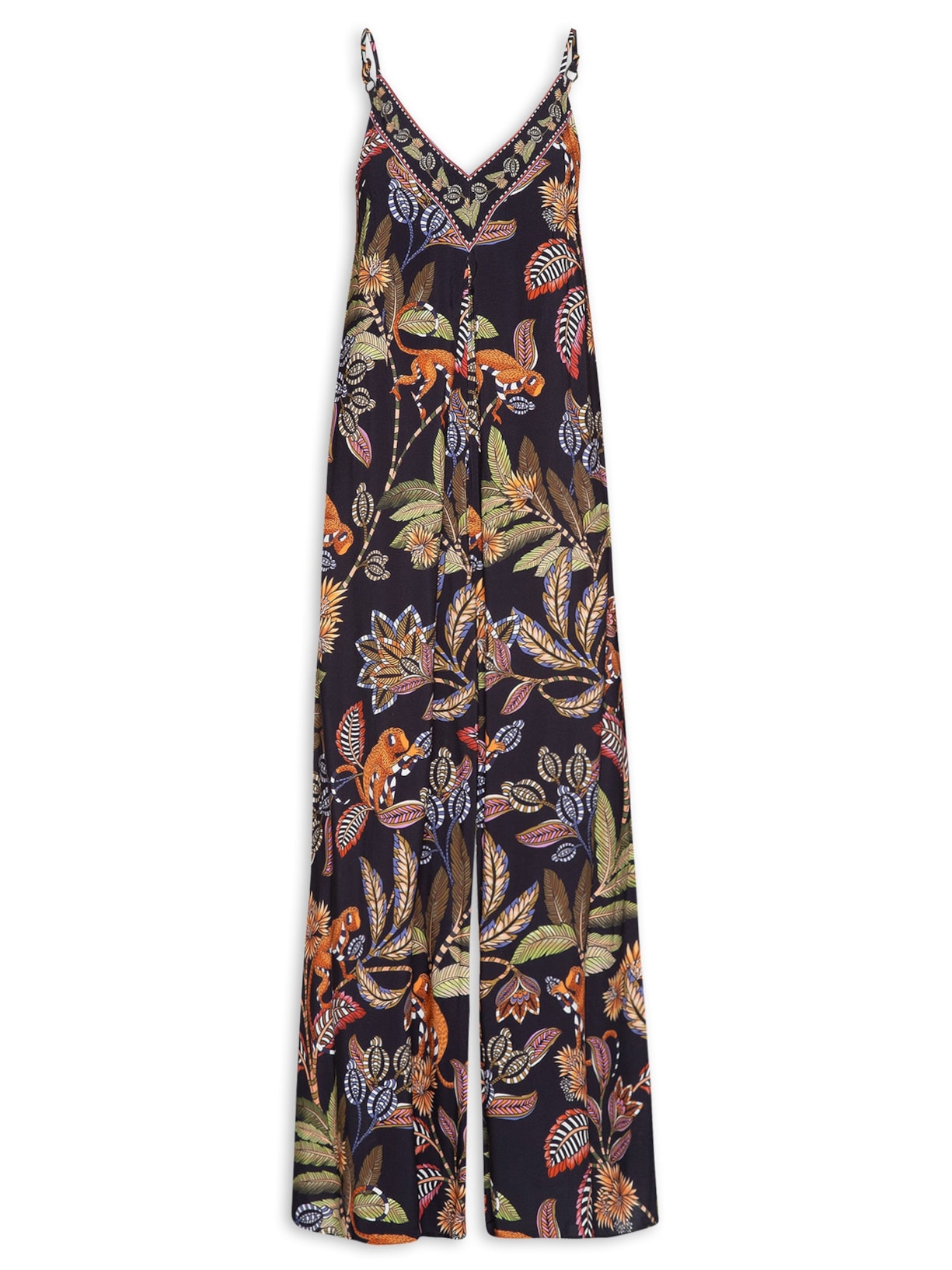 Macacão Feminino Pantalona Festa De Caju - Preto