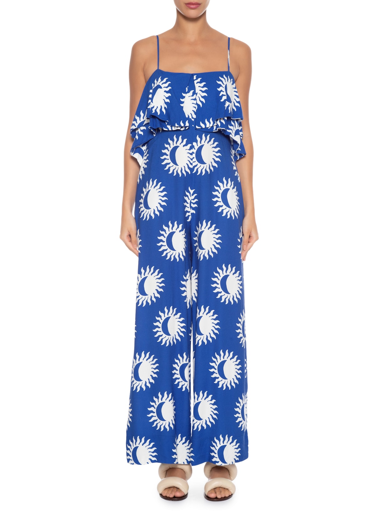 Macacão Feminino Pantalona Maré De Sol Azul Farm