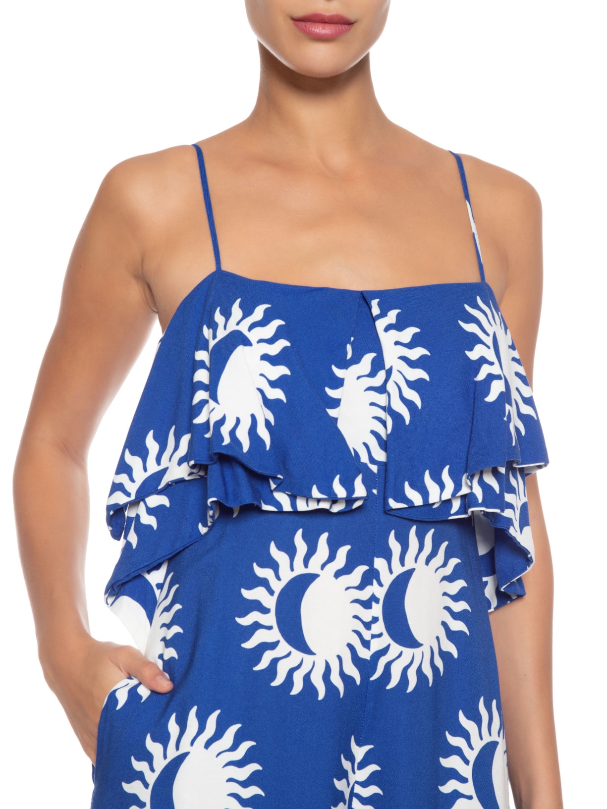 Macacão Feminino Pantalona Maré De Sol Azul Farm