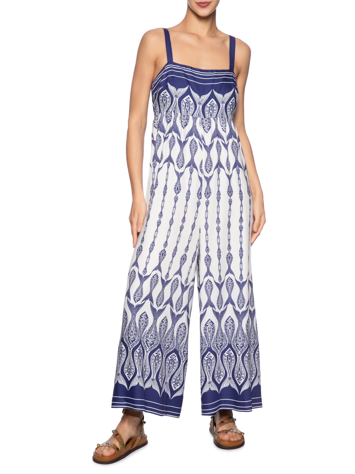 Macacão Feminino Peixe Correnteza Azul Farm