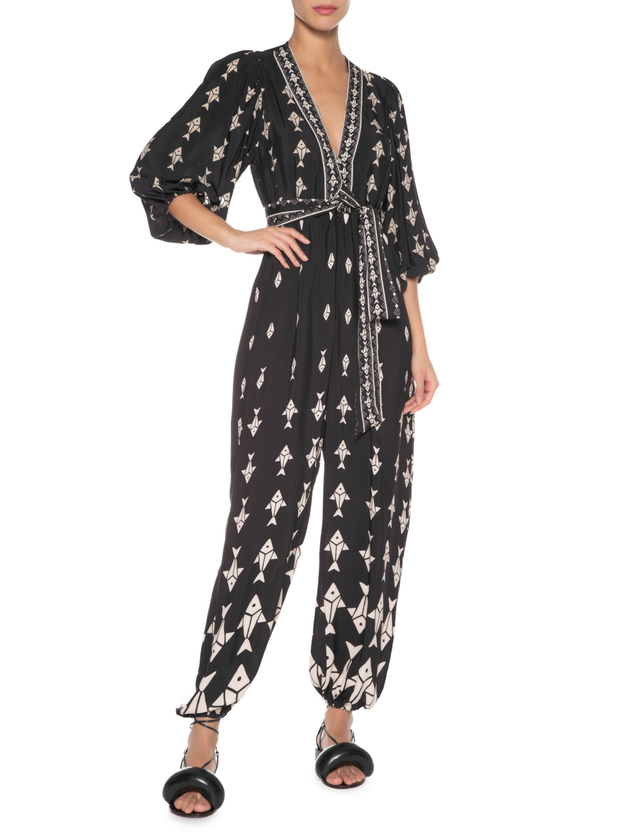 Macacão Feminino Peixinhos Preto Farm