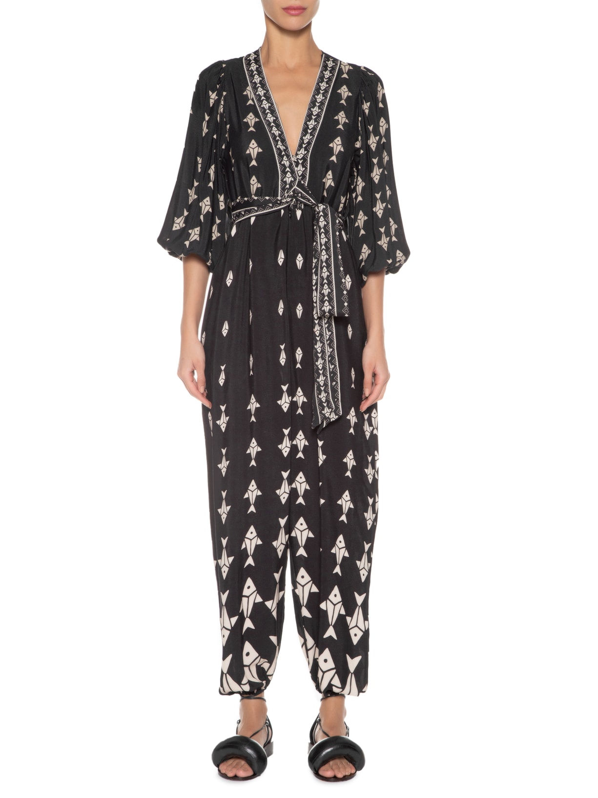 Macacão Feminino Peixinhos Preto Farm