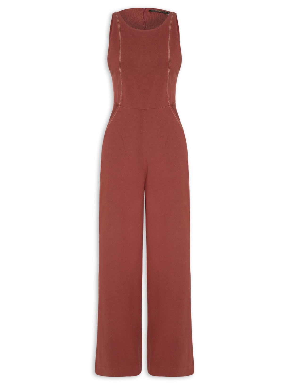 Macacão Feminino Pesponto Contraste - Vermelho