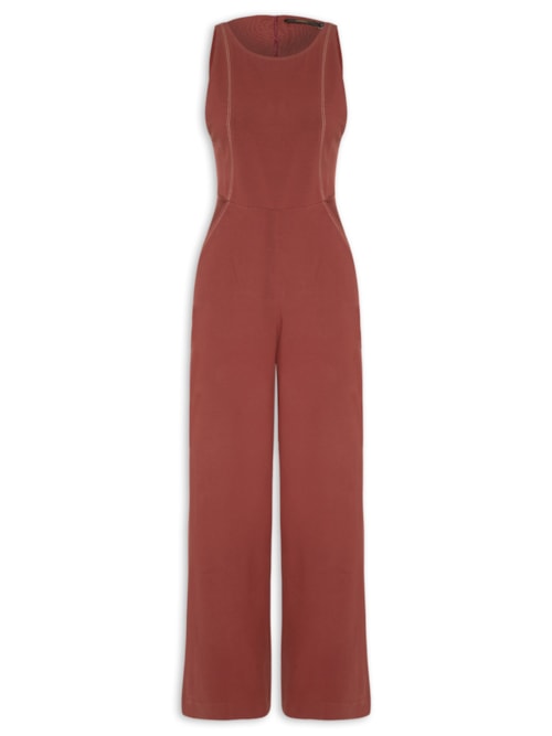 Macacão Feminino Pesponto Contraste - Vermelho