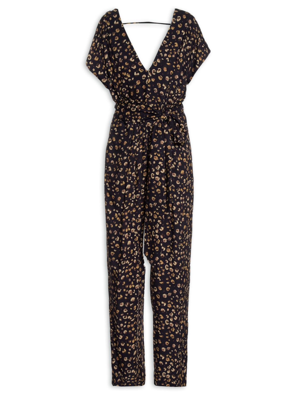 Macacão Feminino Prega Onça Guache Preto Animale