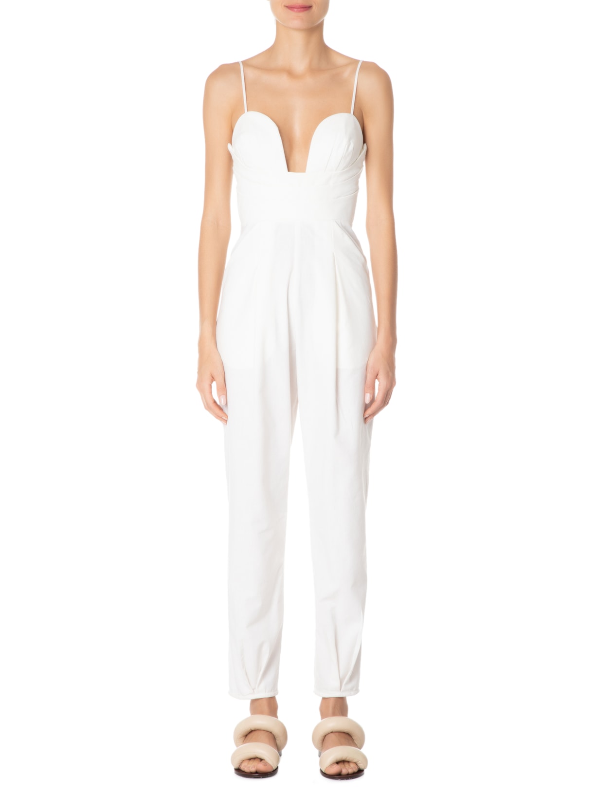 Macacão Feminino Pregas Bolso Off White Farm