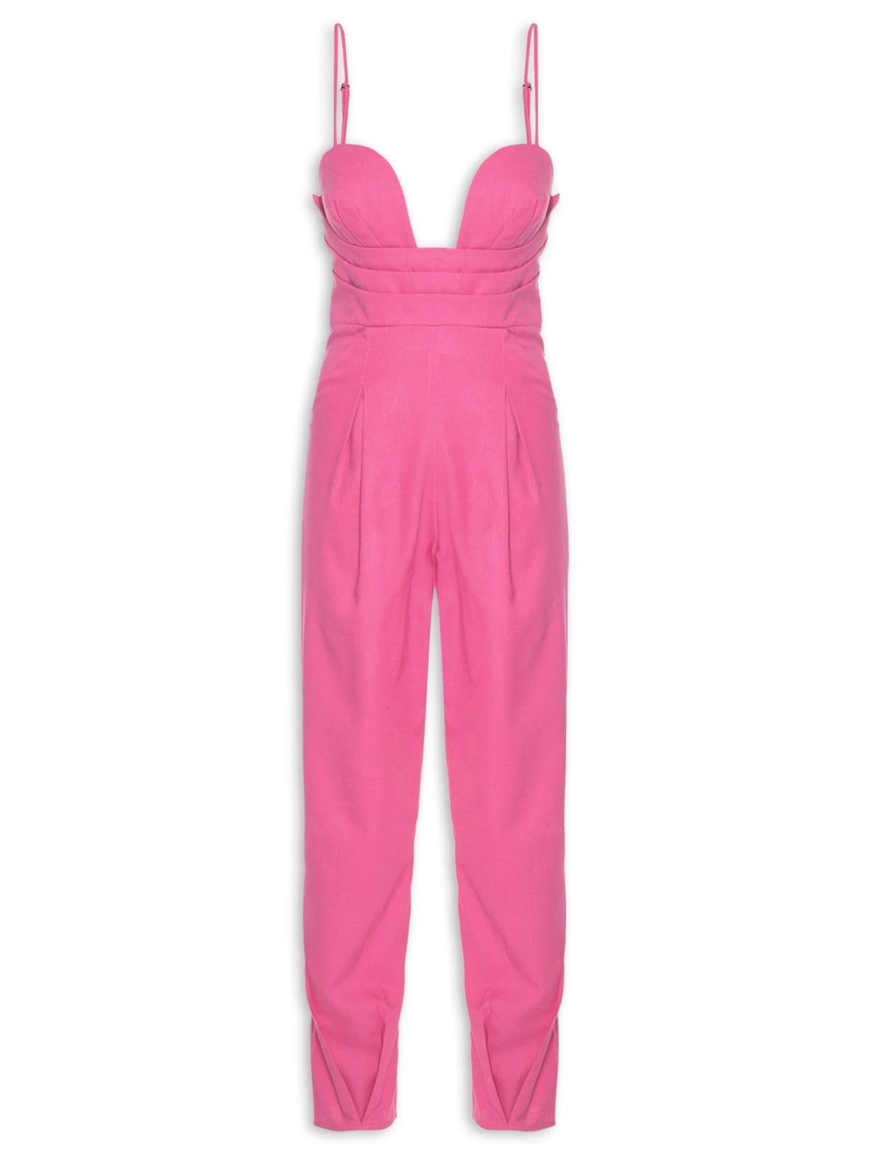 Macacão Feminino Pregas Bolso - Rosa