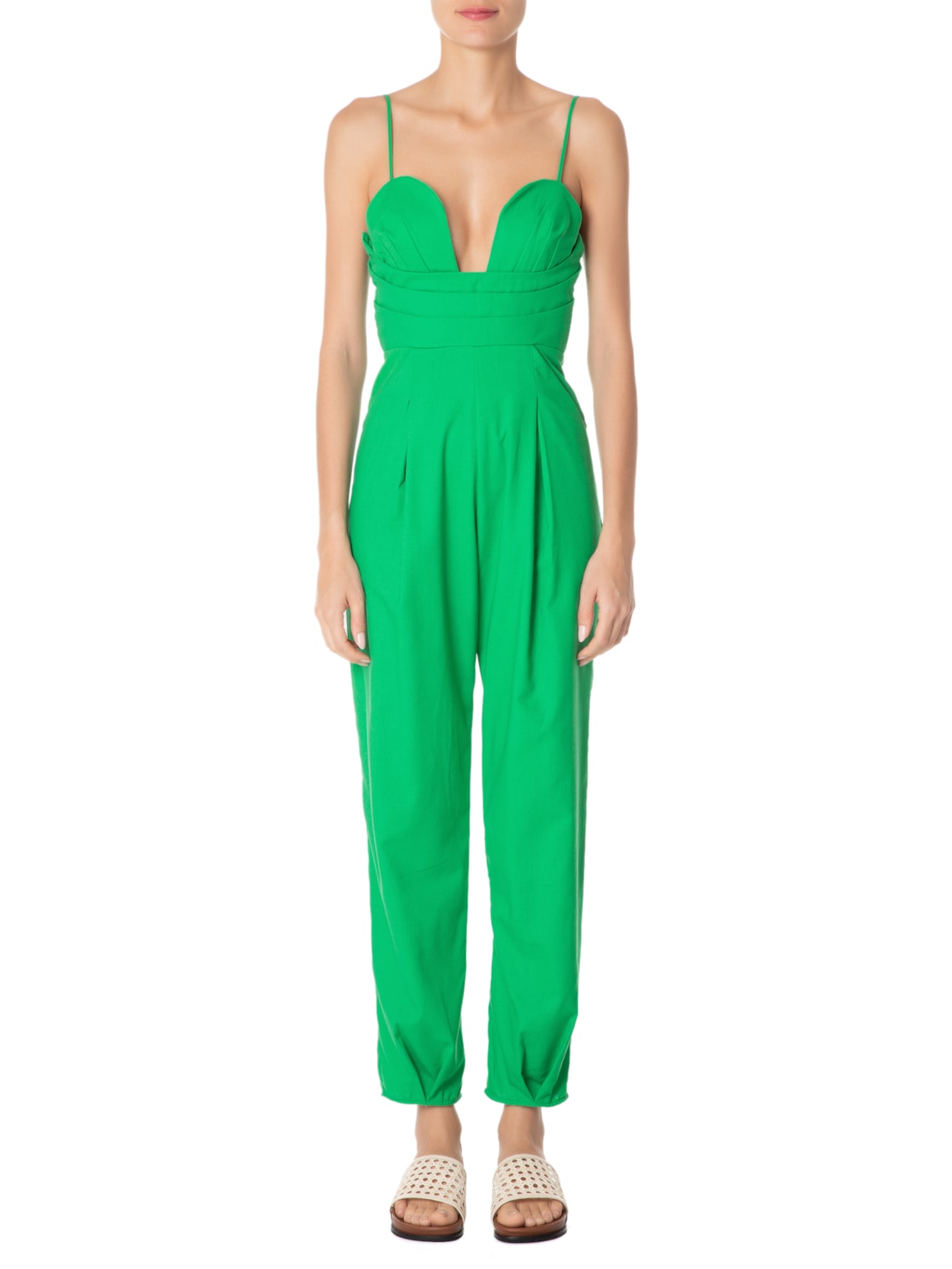 Macacão Feminino Pregas Bolso Verde Farm