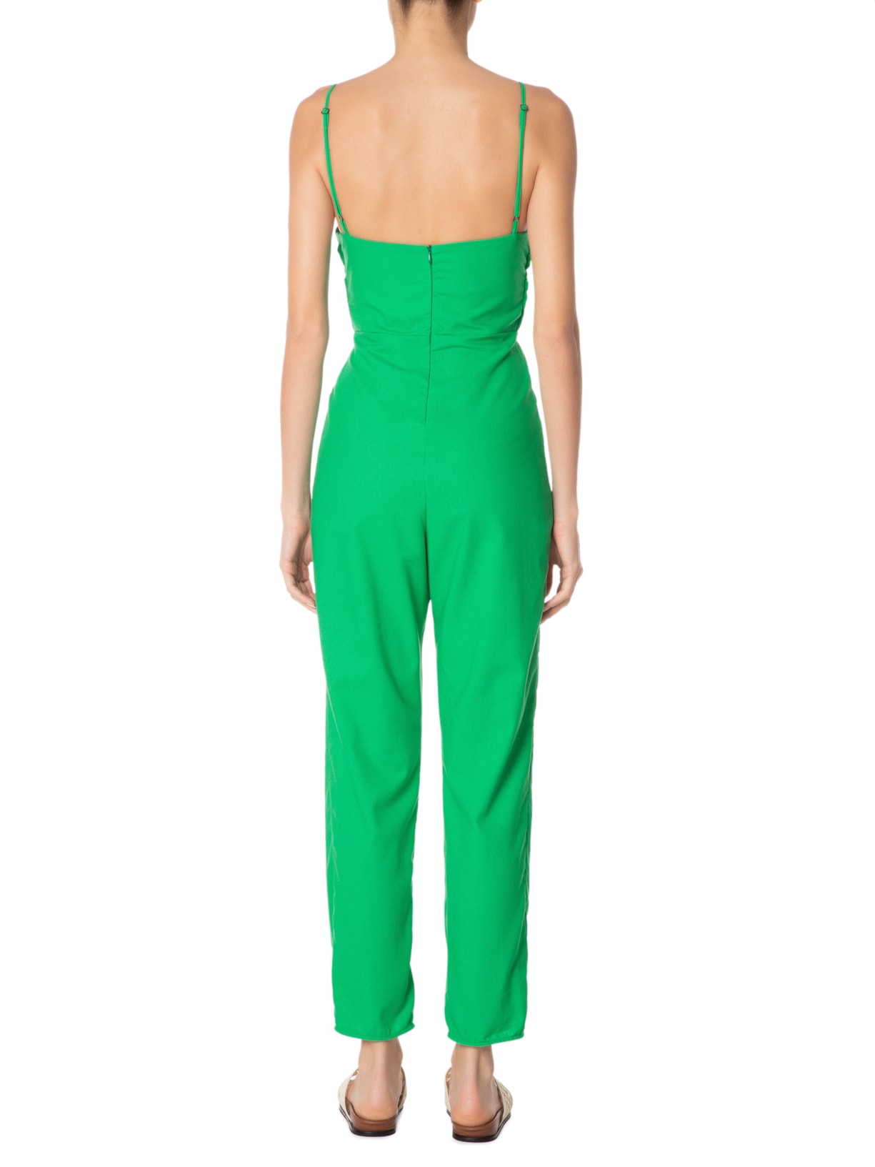 Macacão Feminino Pregas Bolso Verde Farm