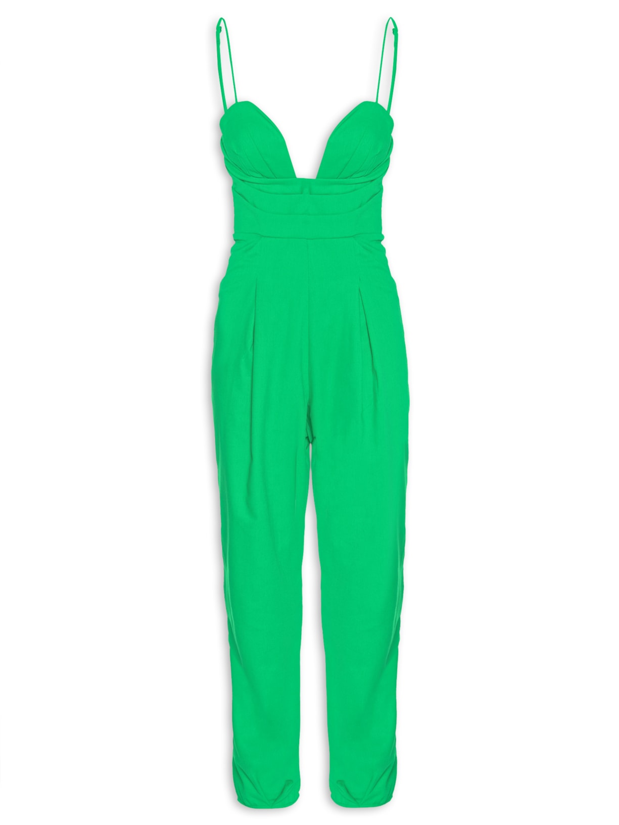 Macacão Feminino Pregas Bolso Verde Farm