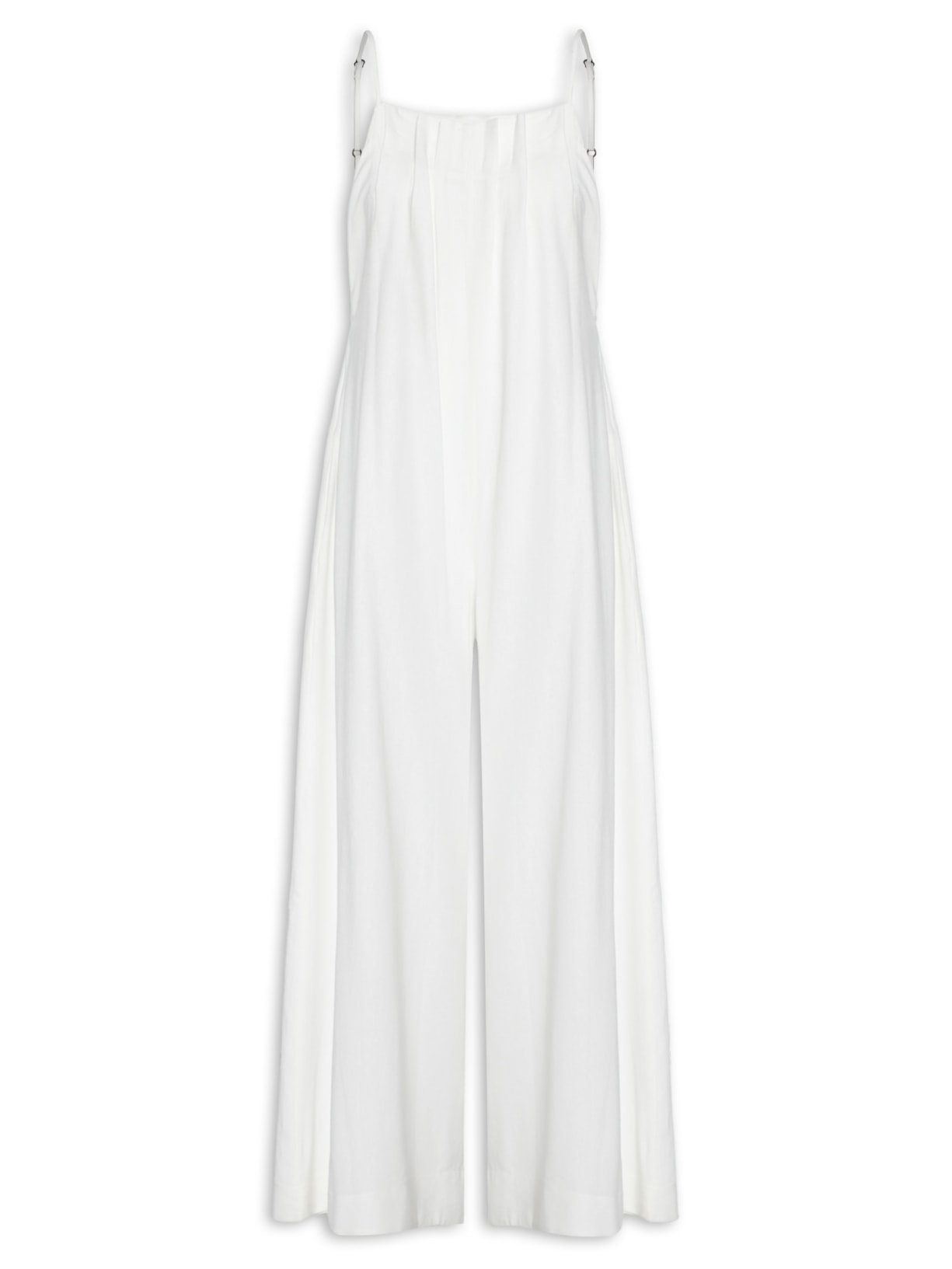 Macacão Feminino Pregas Pantalona - Off White