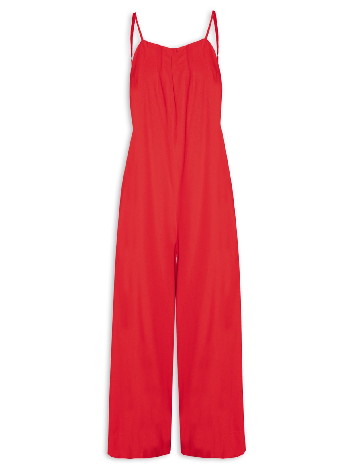 Macacão Feminino Pregas Pantalona - Vermelho