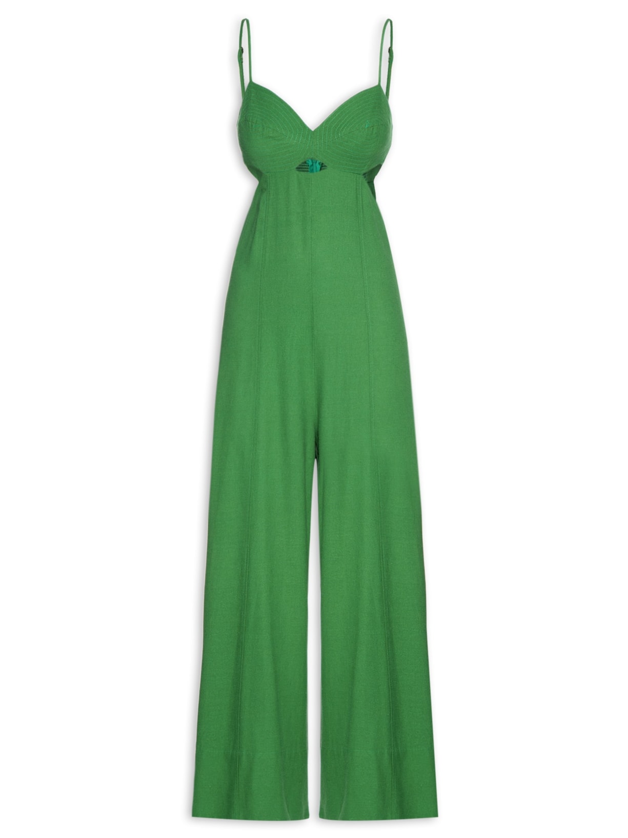 Macacão Feminino Recorte Pantalona - Verde