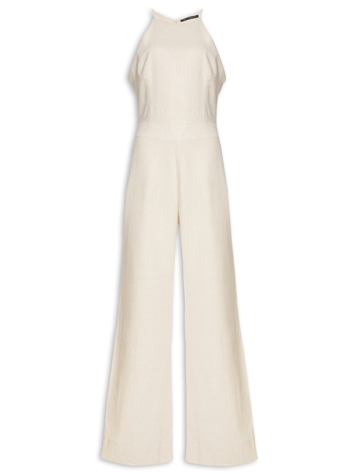 Macacão Feminino Recortes Pantalona - Bege