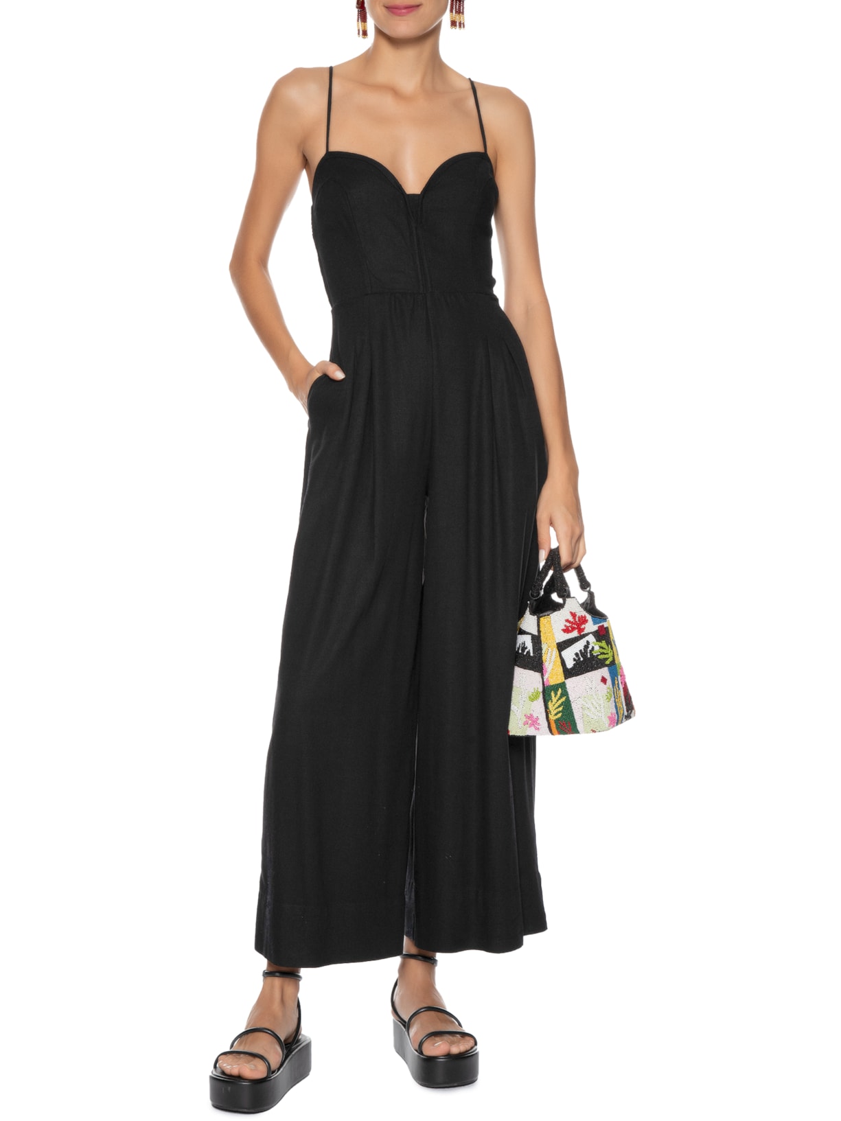 Macacão Feminino Reto Corselet Preto Farm