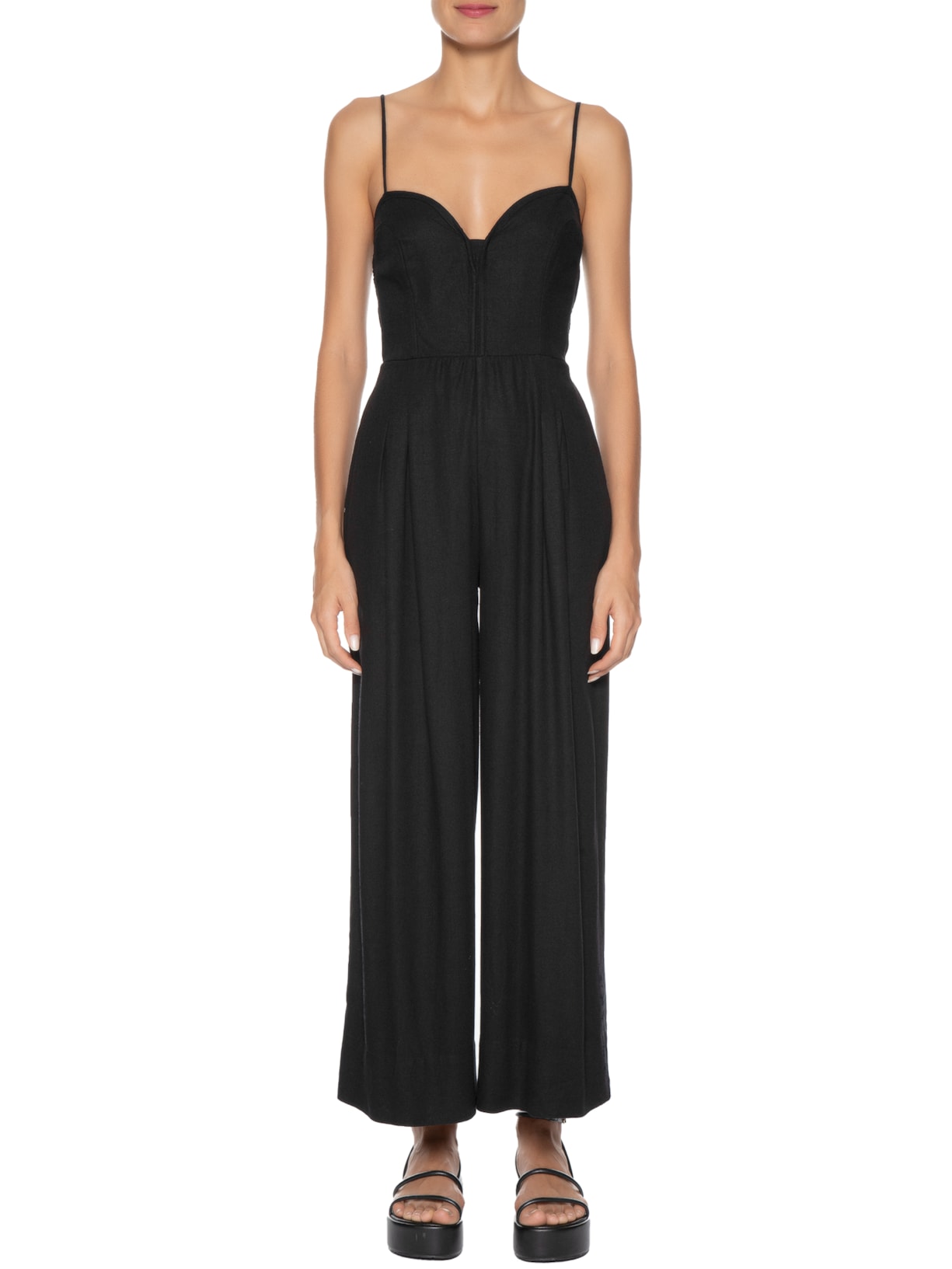 Macacão Feminino Reto Corselet Preto Farm