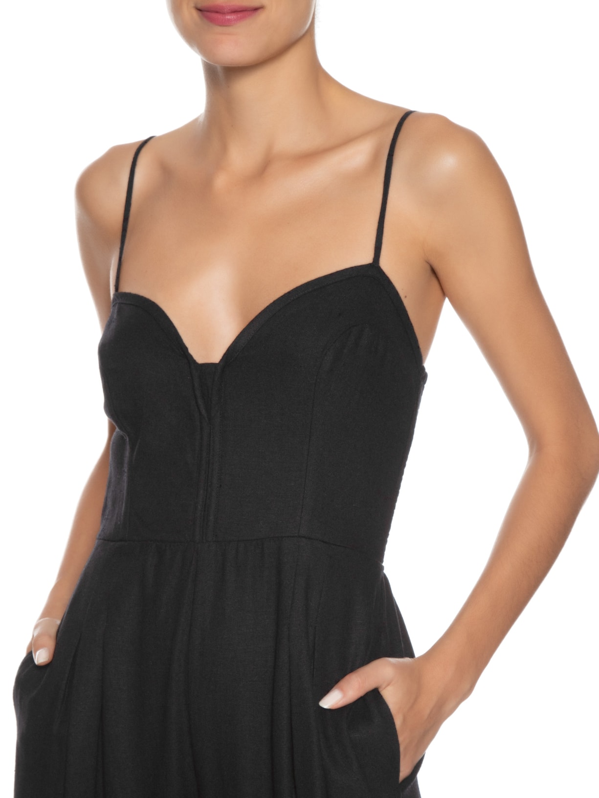 Macacão Feminino Reto Corselet Preto Farm