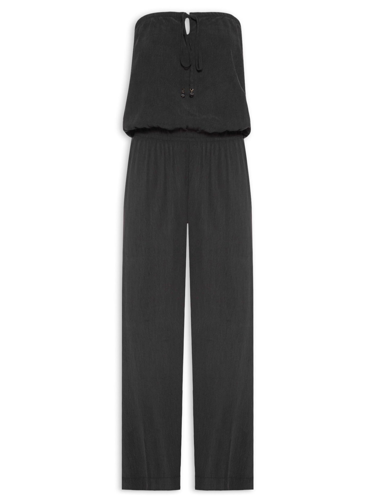 Macacão Feminino Reto Decote Amarração - Preto