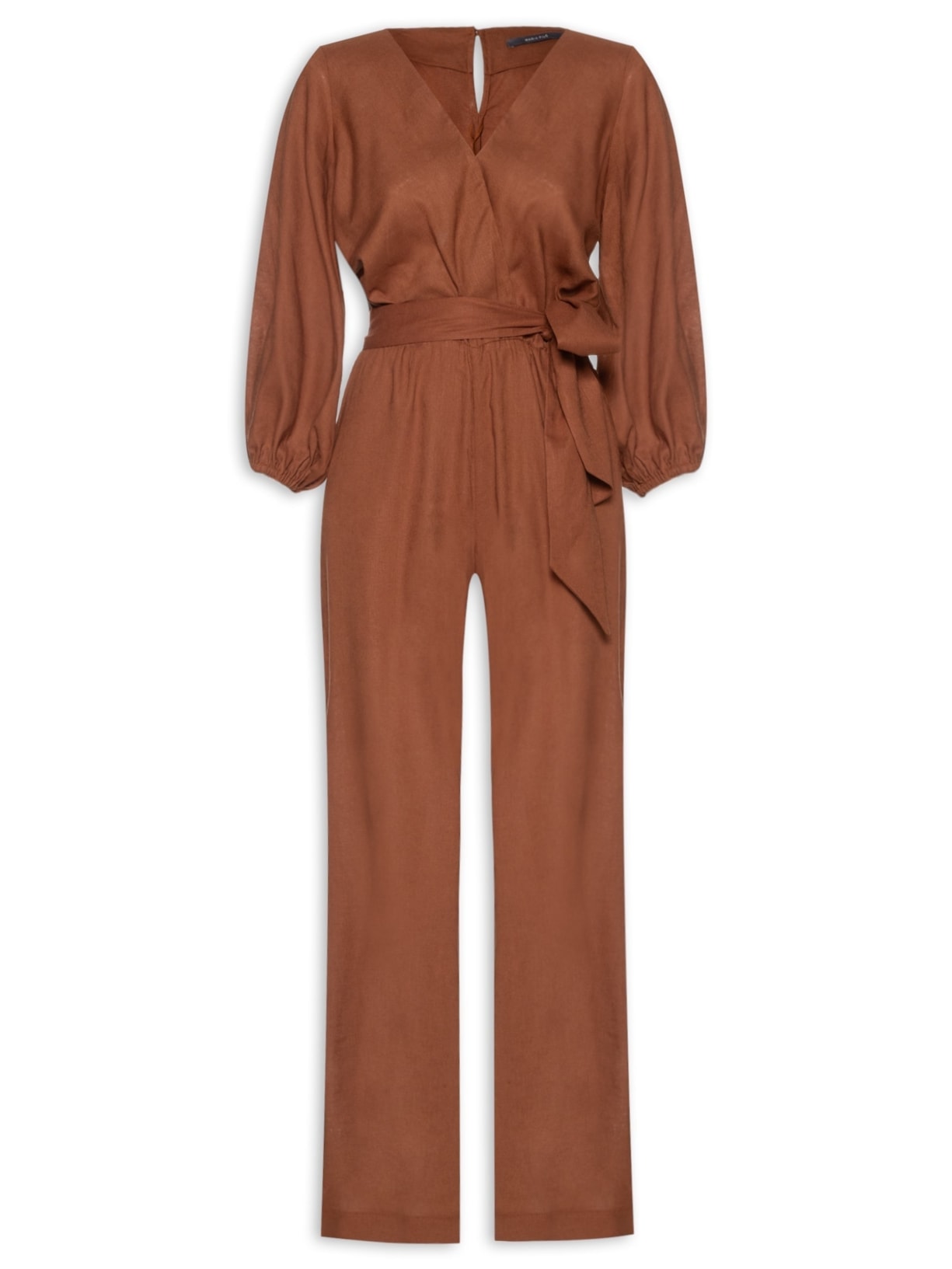 Macacão Feminino Reto Manga Longa - Marrom