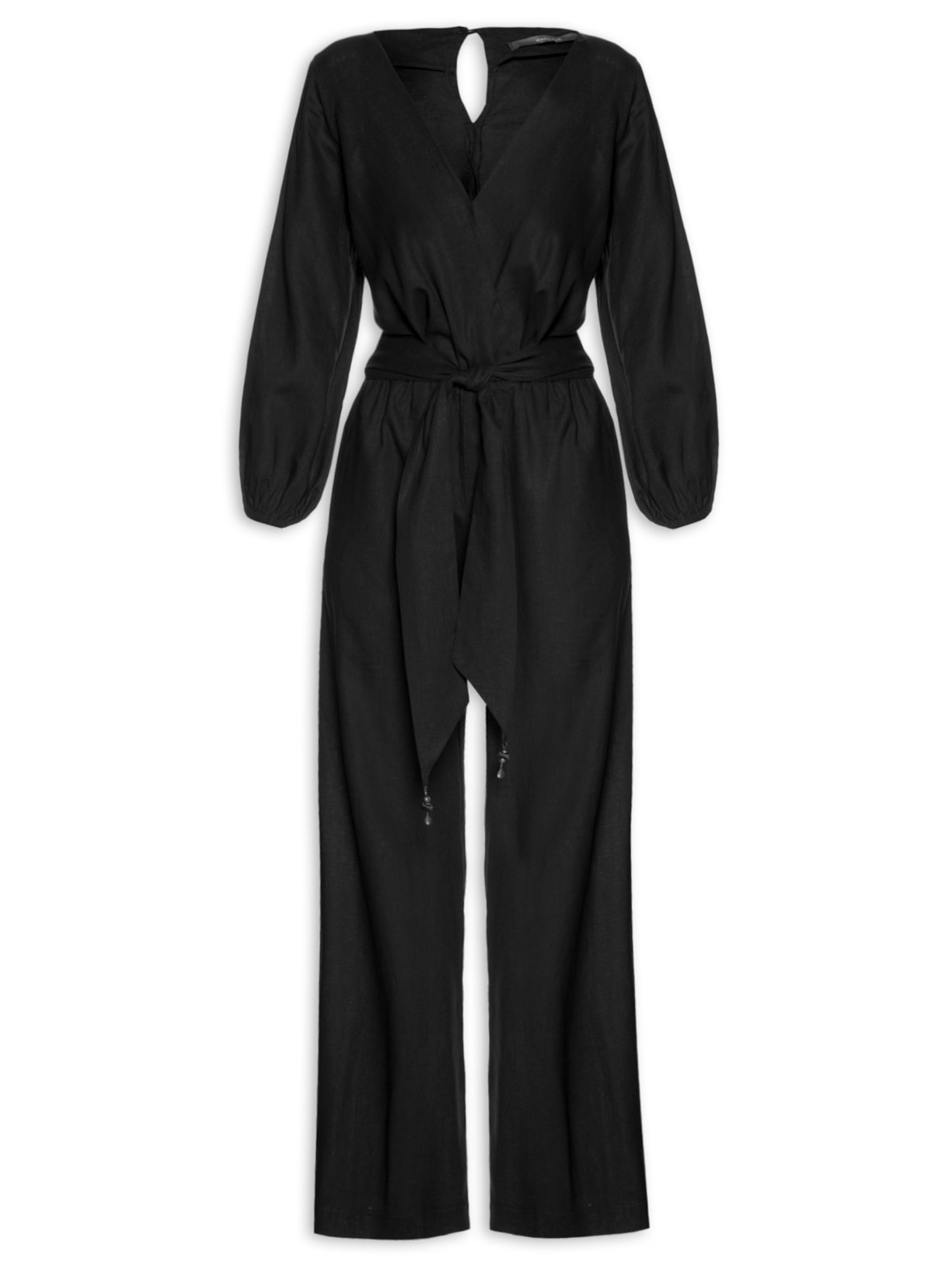 Macacão Feminino Reto Manga Longa - Preto