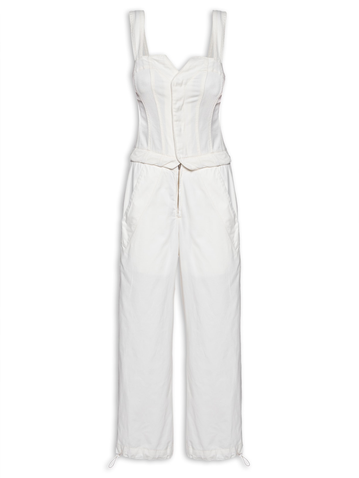 Macacão Feminino Sarja Corselet - Off White